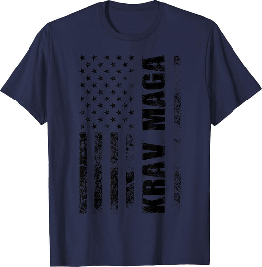 Cute Krav Maga Gift American Men Women Fighter July 4th T-Shirt - T-Shirt | Navy