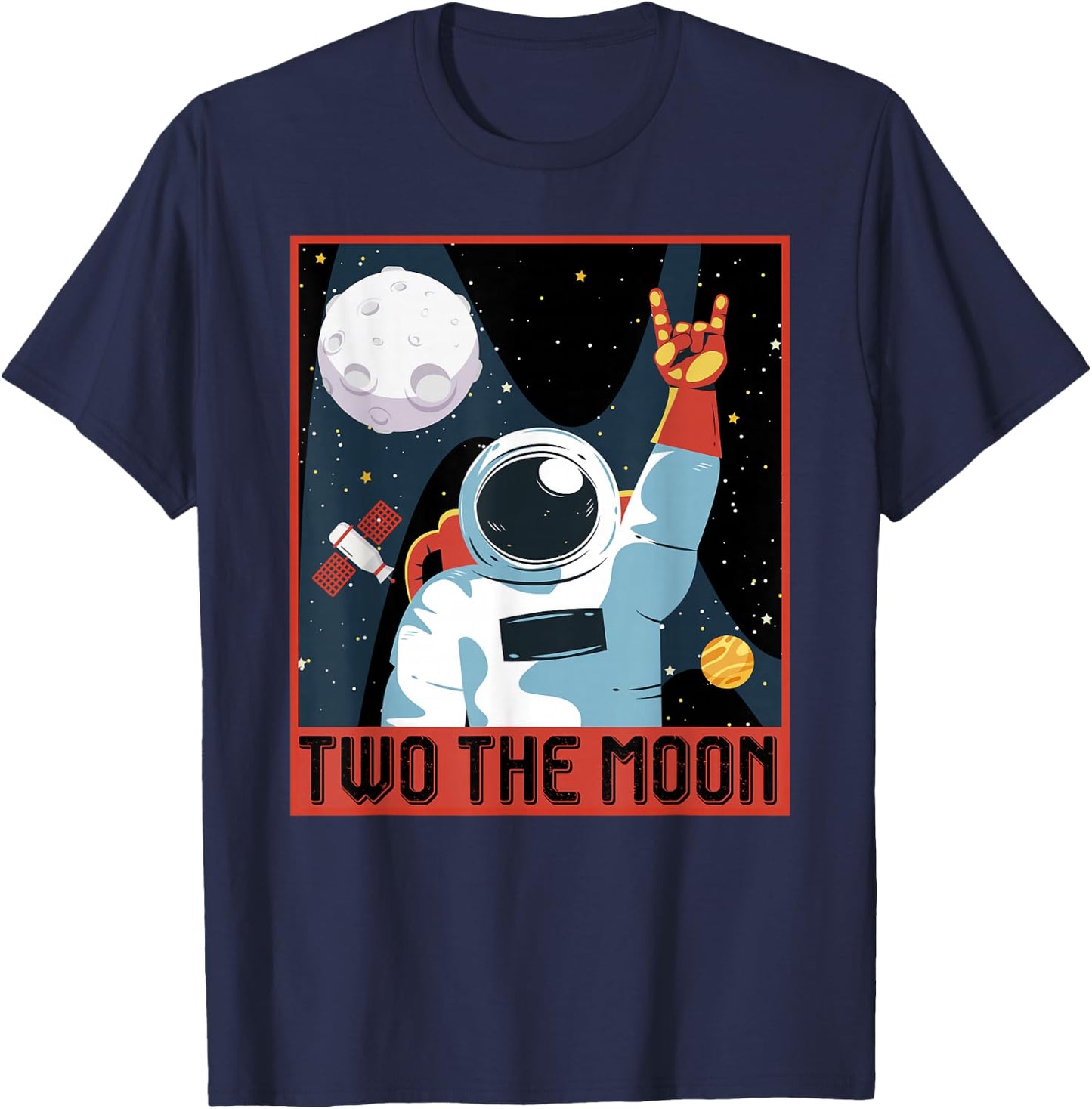 Kids Two The Moon Toddler 2nd Birthday Gift 2 Year Old T-Shirt - T-Shirt | Navy