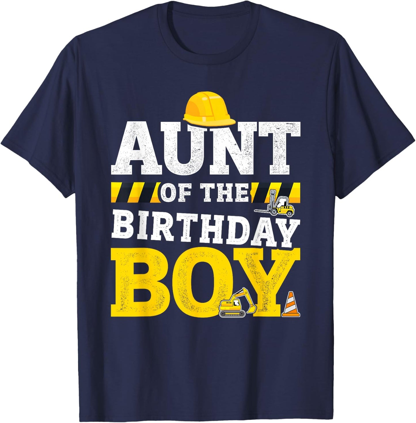 Aunt of the birthday boy matching family construction party T-Shirt - T-Shirt | Navy