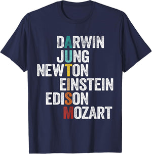 Autism Awareness Darwin Jung Newton Einstein Edison Mozart T-Shirt - T-Shirt | Navy
