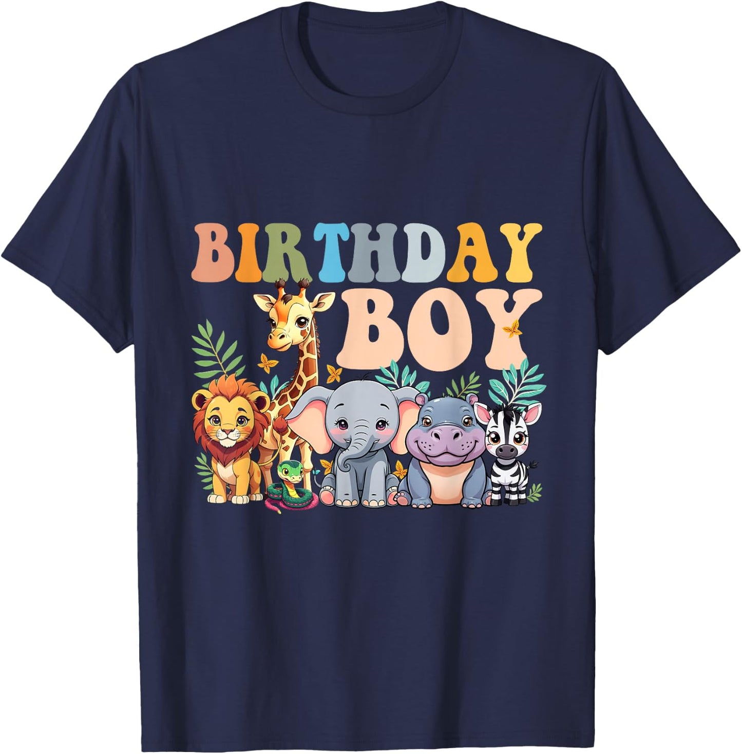 Birthday Boy Kids Safari Squad Zoo Jungle Animal Toddler T-Shirt - T-Shirt | Navy