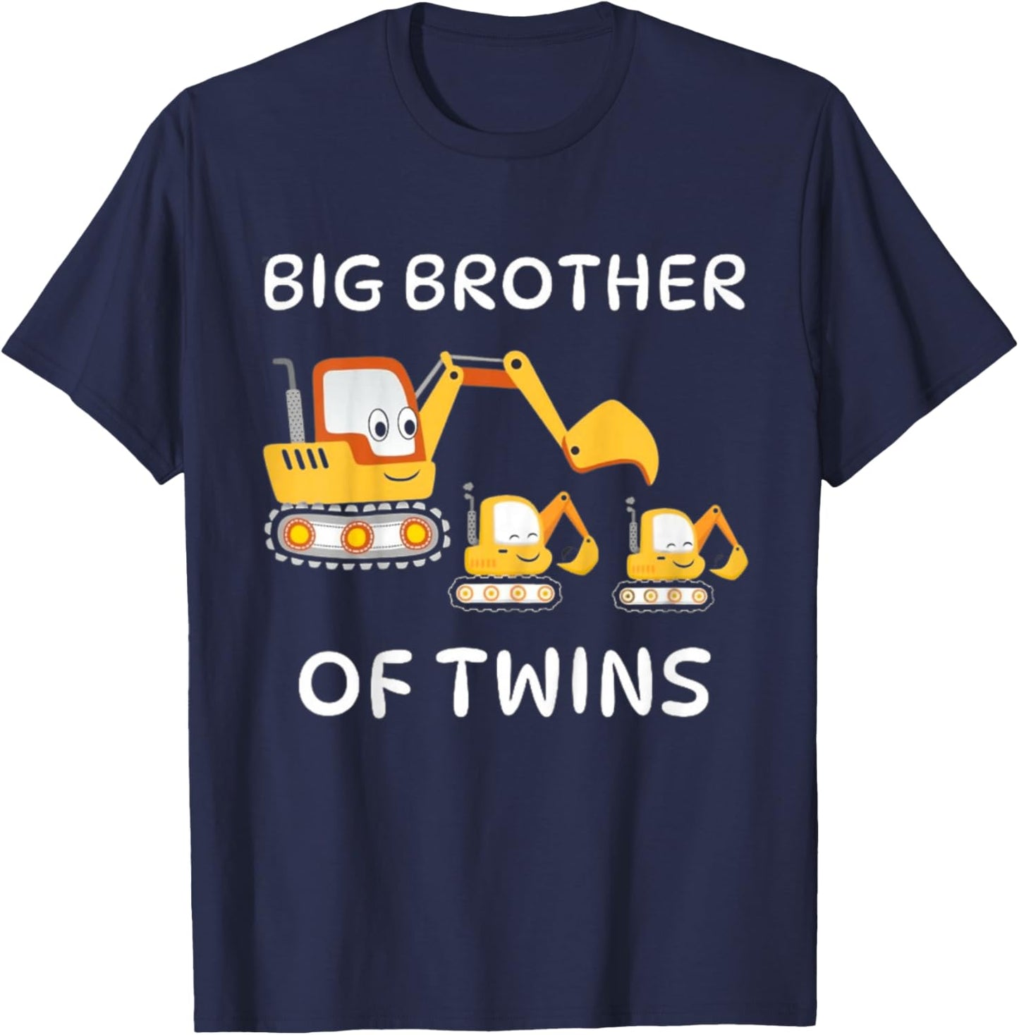 Kids I'm Going to Be A Big Brother of Twins Excavator Toddlers T-Shirt - T-Shirt | Navy