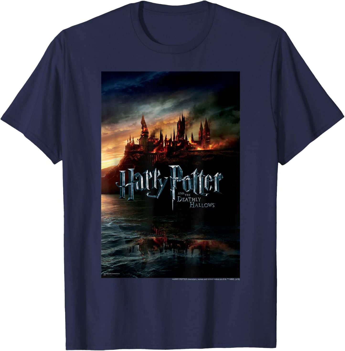 Harry Potter and The Deathly Hallows Hogwarts Poster Small T-Shirt - T-Shirt | Navy