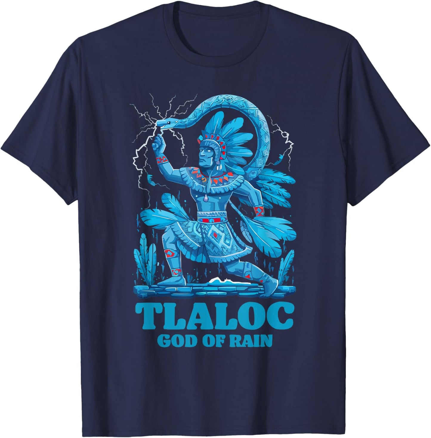 Aztec God Aztec Culture Mayan Indigenous Tlaloc Statue T-Shirt - T-Shirt | Navy