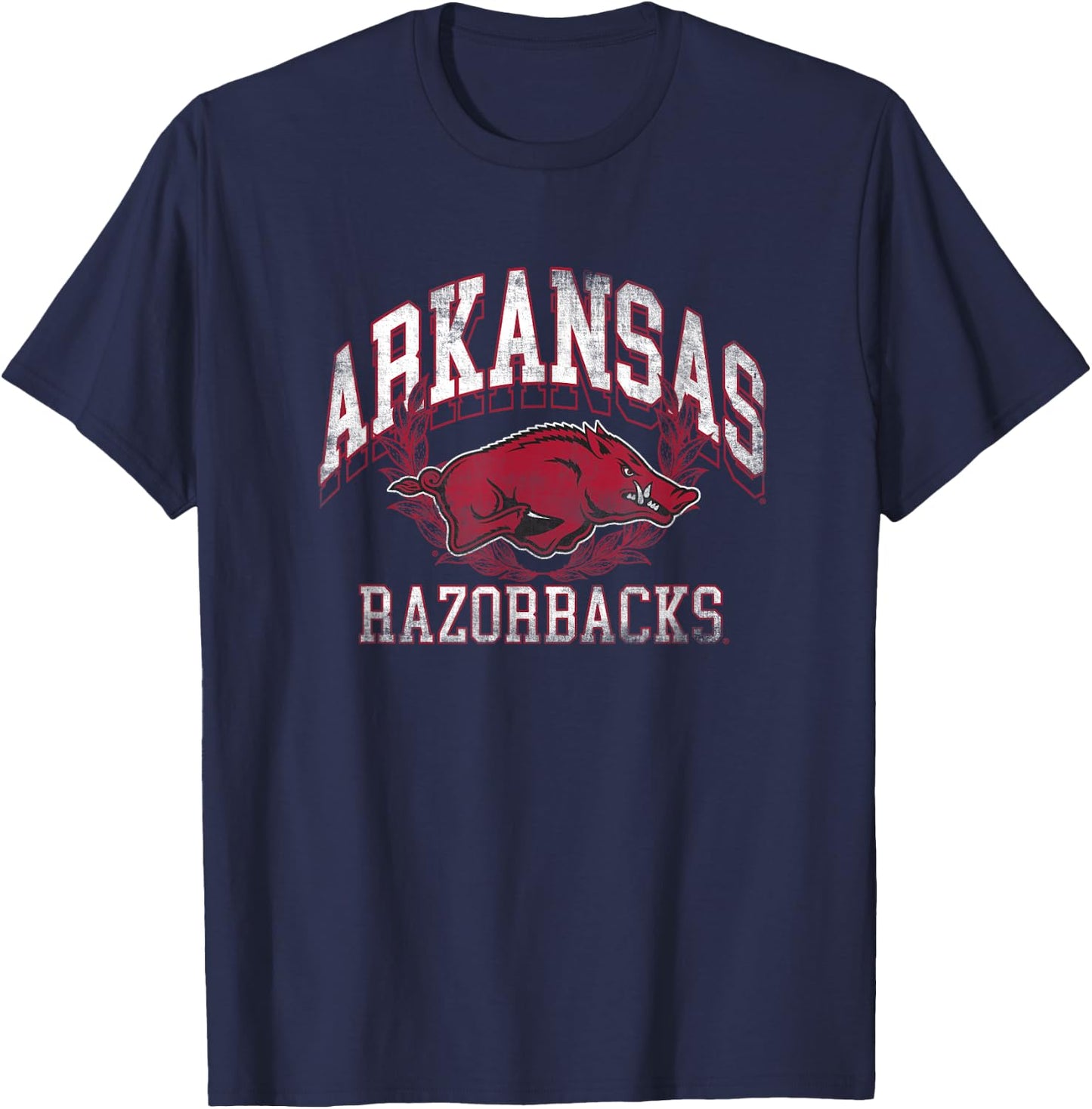 University of Arkansas Razorbacks Distressed Laurels T-Shirt - T-Shirt | Navy