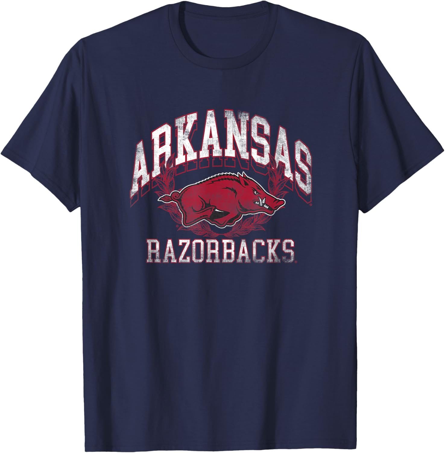 University of Arkansas Razorbacks Distressed Laurels T-Shirt - T-Shirt | Navy