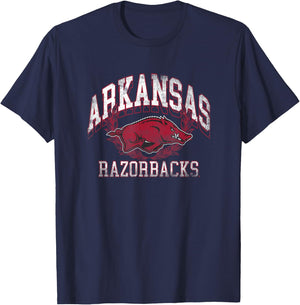University of Arkansas Razorbacks Distressed Laurels T-Shirt - T-Shirt | Navy