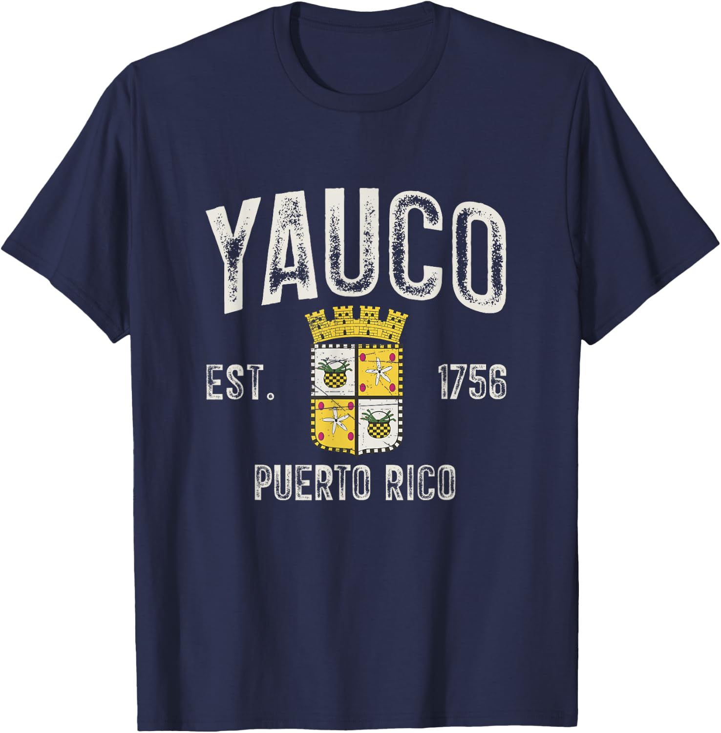 Yauco City In Puerto Rico Est 1756, Yauco Armorial T-Shirt - T-Shirt | Navy