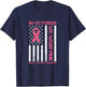 In October we Wear Pink Us Flag Breast Cancer Awareness T-Shirt - T-Shirt | Navy