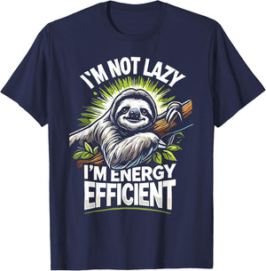 Herbivore I'm Not Lazy I'm Energy Efficient Cute Sloth T-Shirt - T-Shirt | Navy