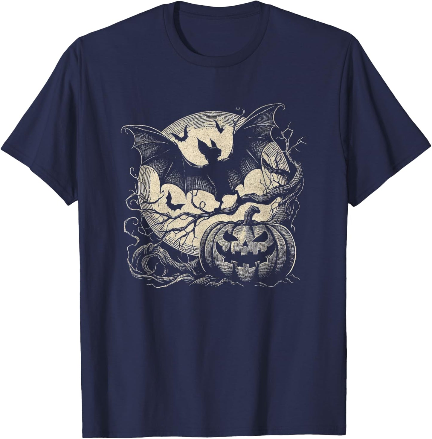 Spooky Bat Halloween Art Design And Men T-Shirt - T-Shirt | Navy