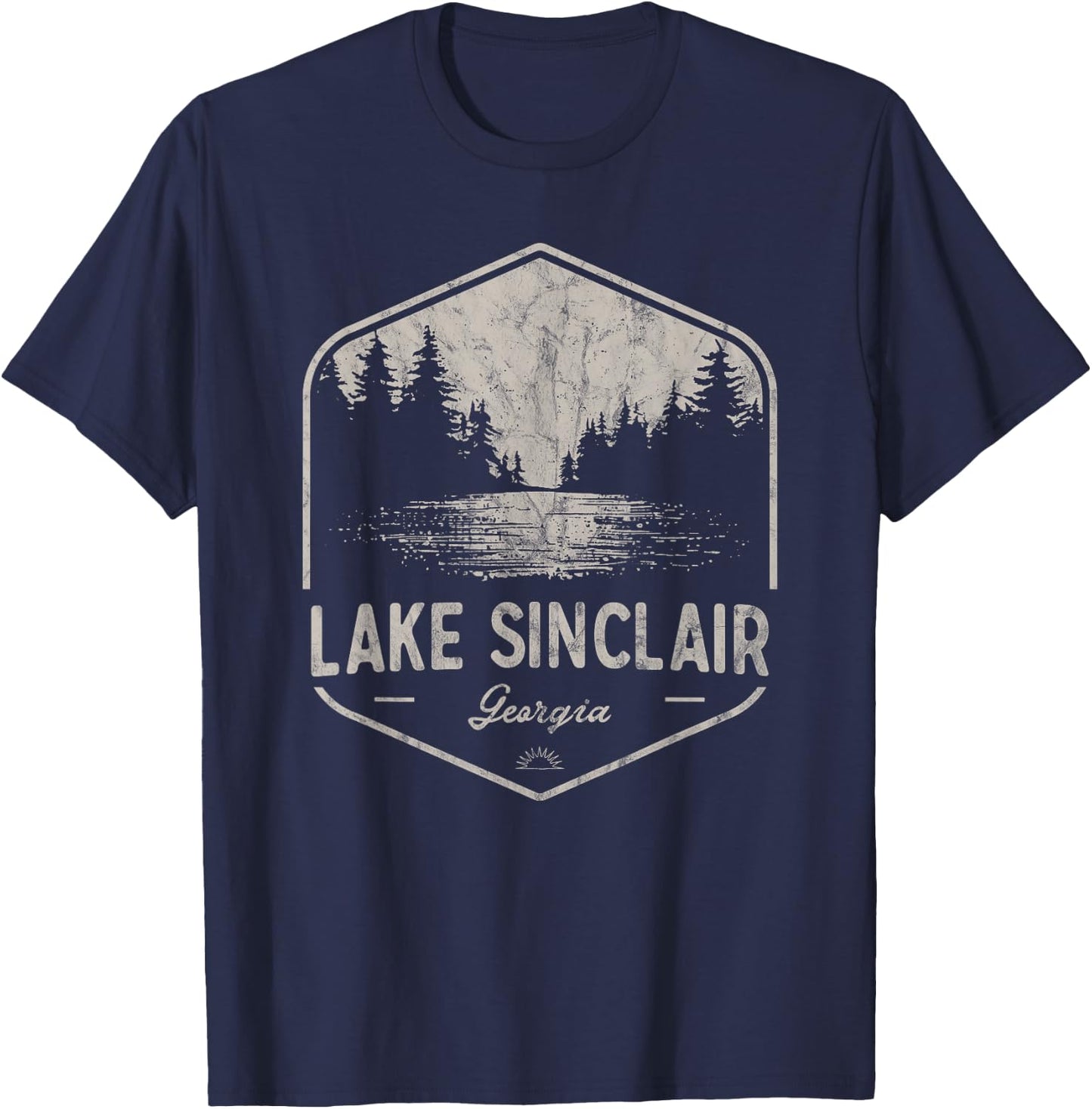 Lake Sinclair Georgia Outdoors Vintage T-Shirt - T-Shirt | Navy