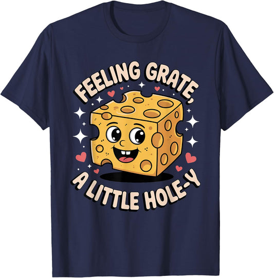 Holey Swiss Cheese Humor for Cheesy Food Lovers T-Shirt - T-Shirt | Navy