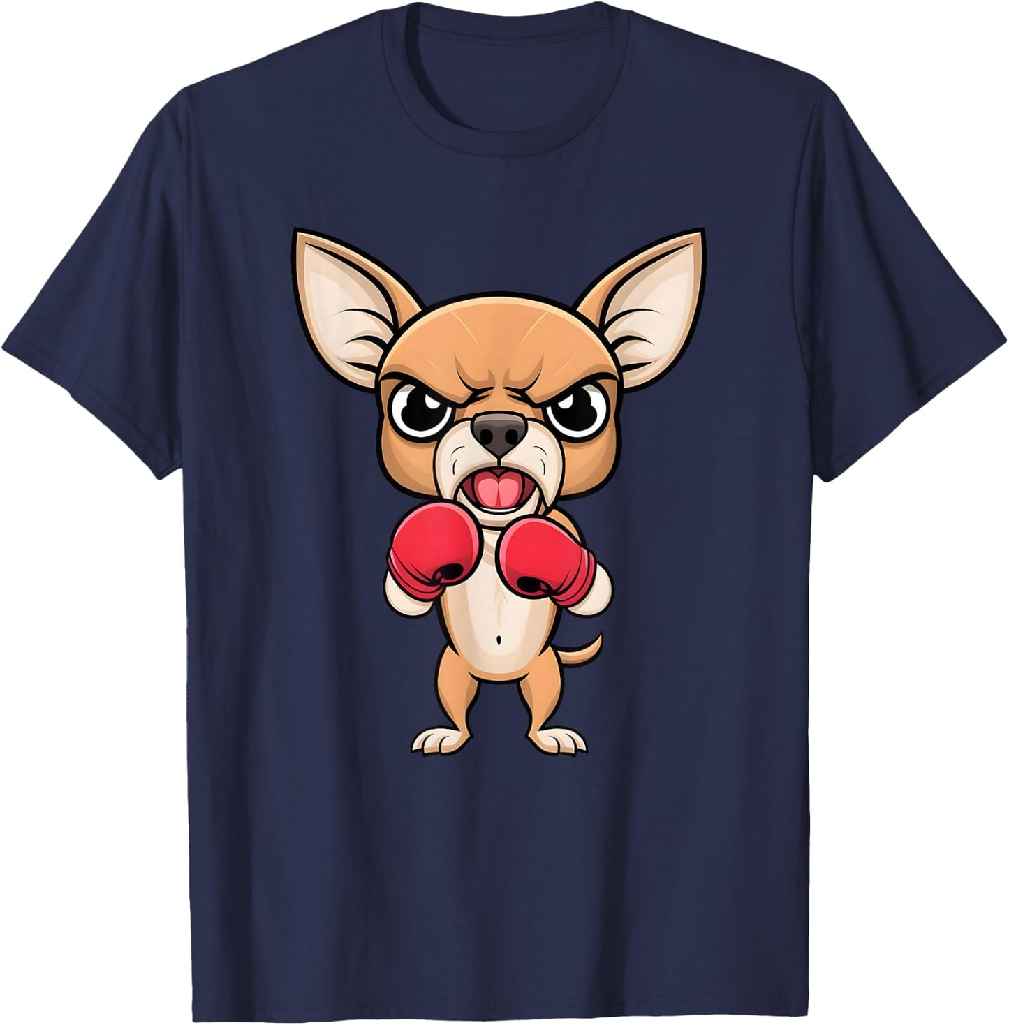 Angry Chihuahua Dog with Boxing Gloves Funny Pet T-Shirt - T-Shirt | Navy