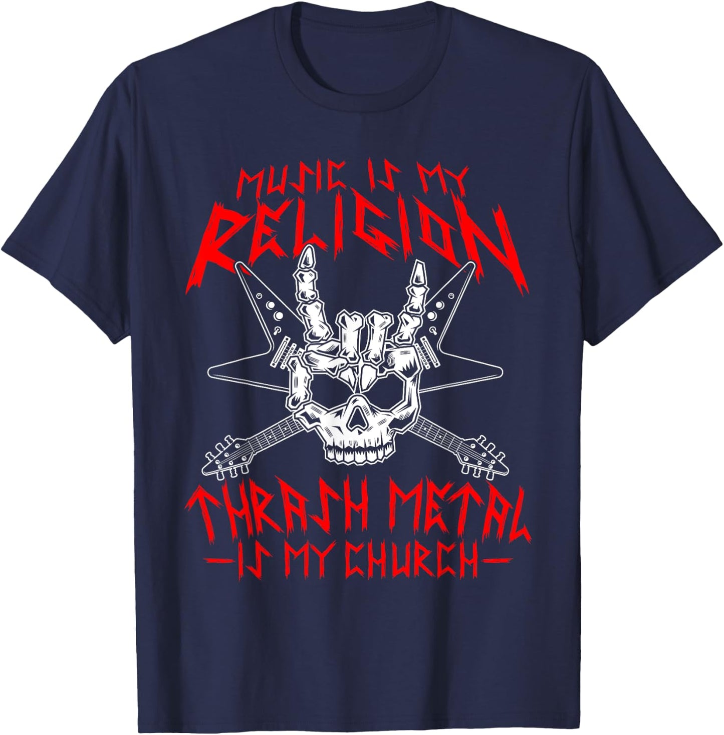 Thrash Metal Festival Guitar Solo Vinyl Thrash Metal T-Shirt - T-Shirt | Navy