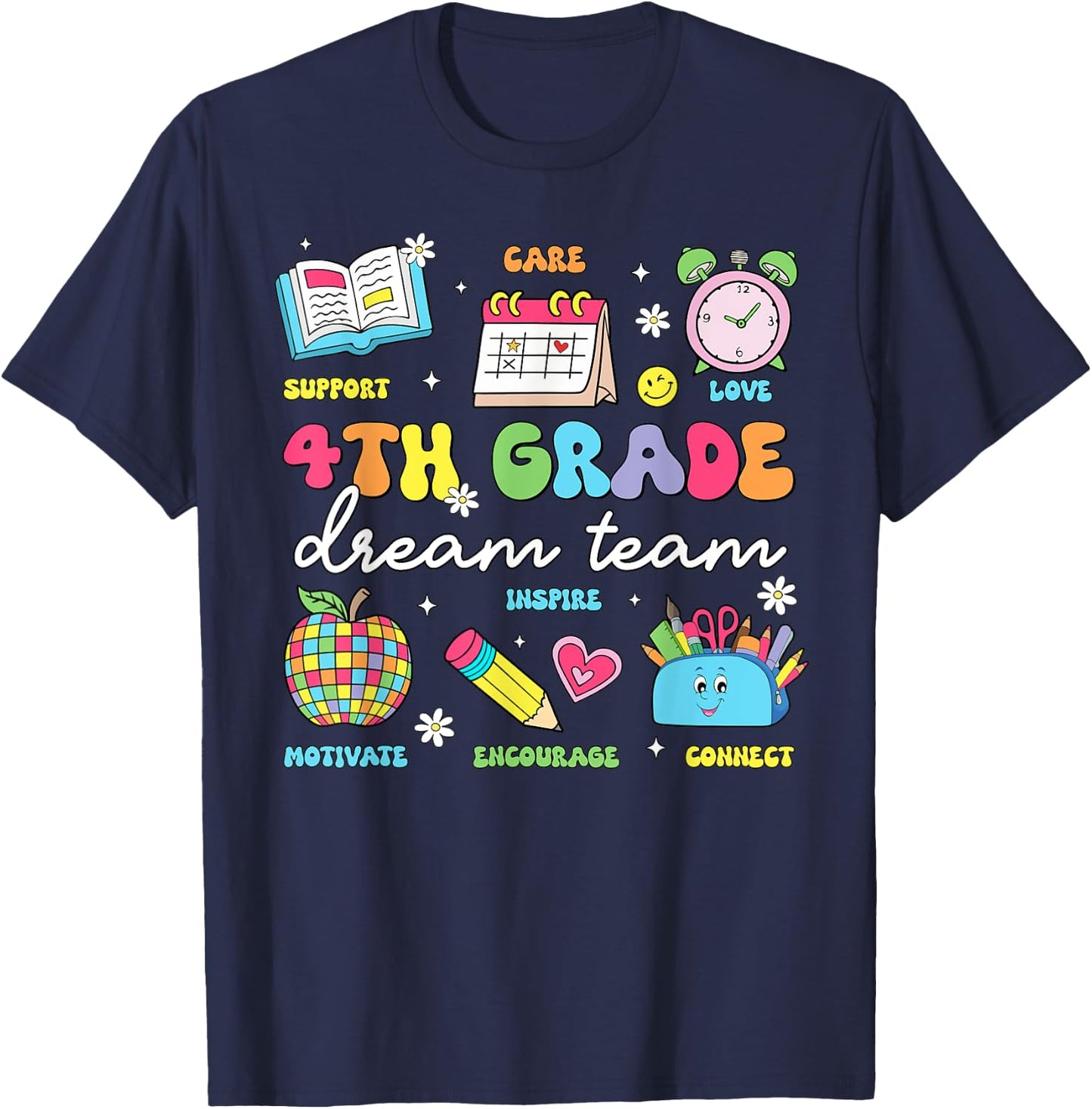 4th Grade Dream Team Back To School Teachers Fourth Grade T-Shirt - T-Shirt | Navy