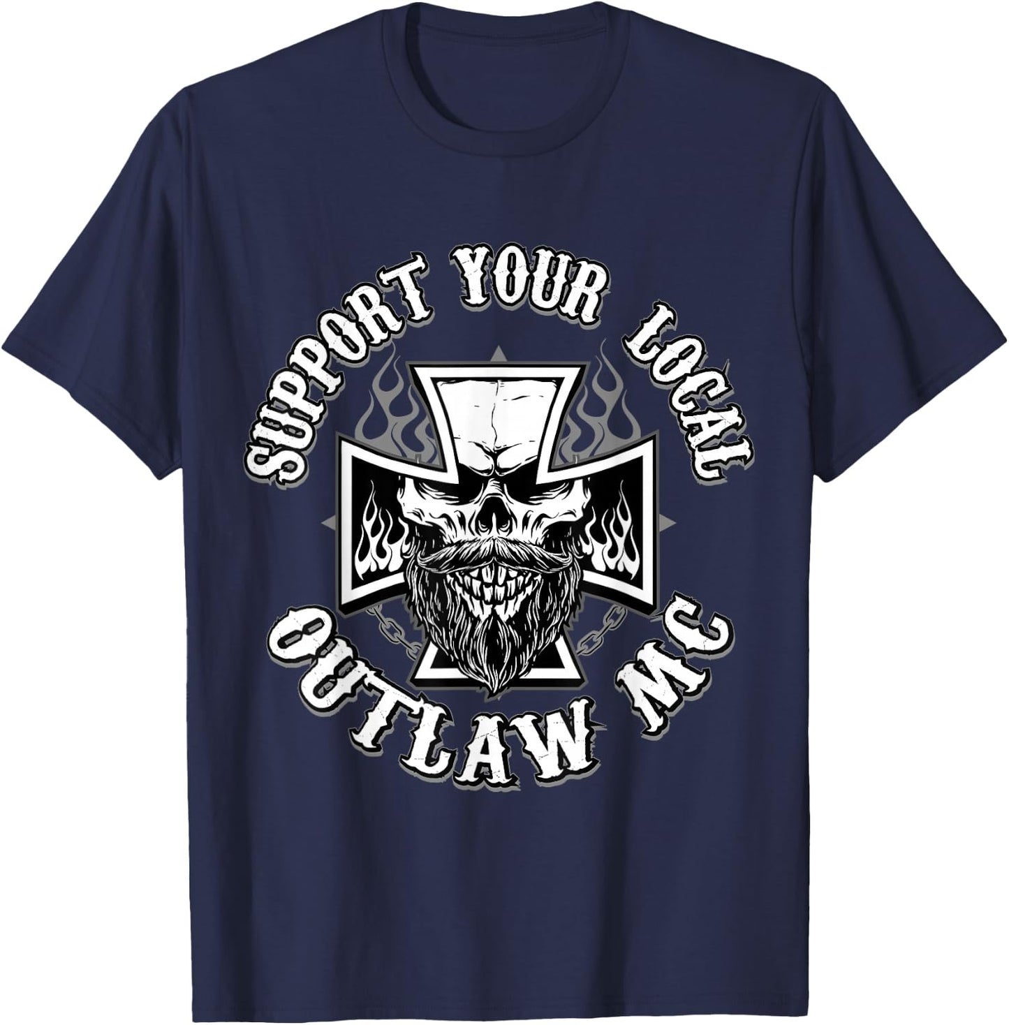 RomperGraphics Men's Support Your Local Outlaw 03 Black , Small T-Shirt - T-Shirt | Navy