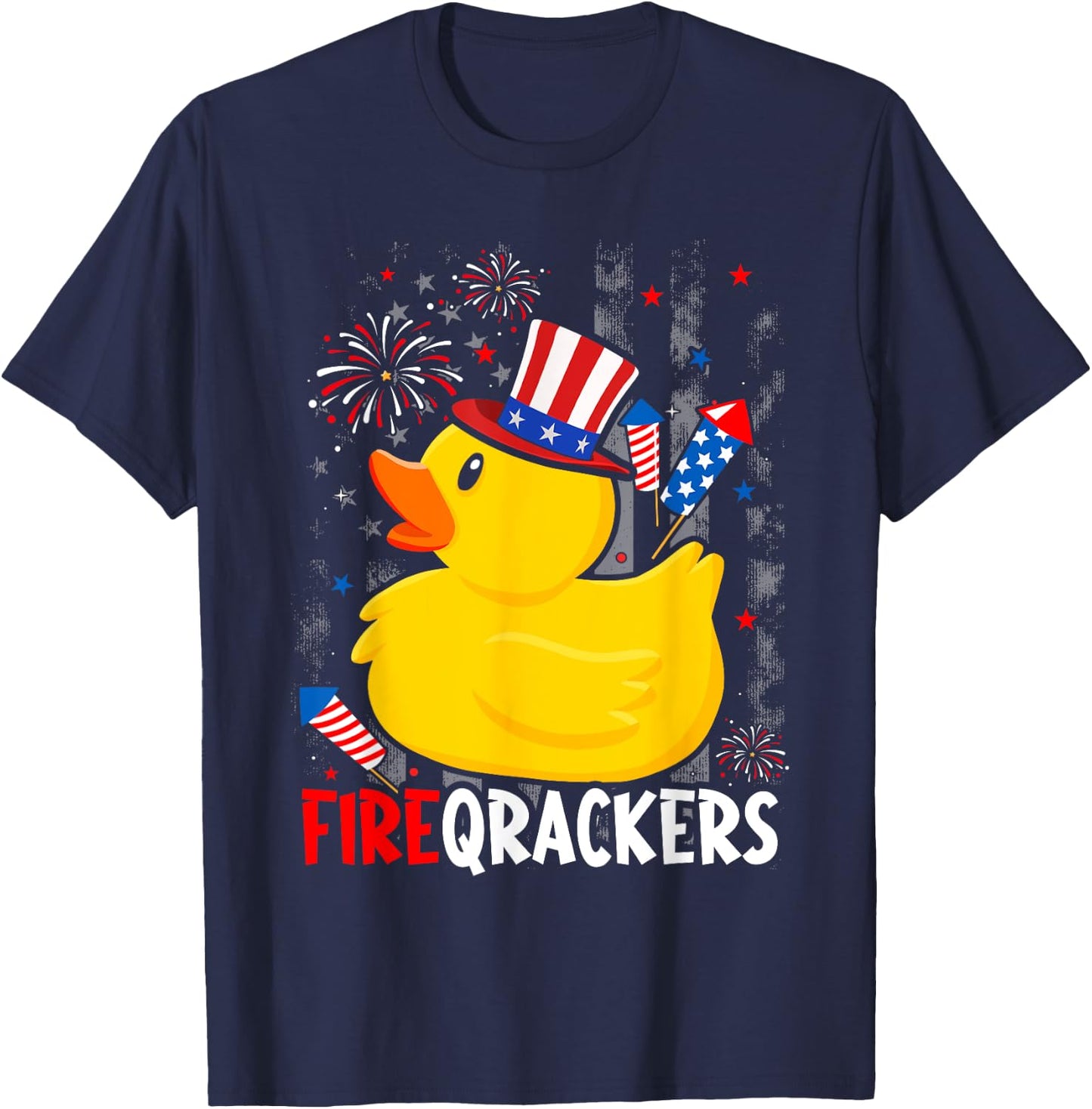 Firecracker Duck 4th of July Patriotic Day USA Flag Funny T-Shirt - T-Shirt | Navy