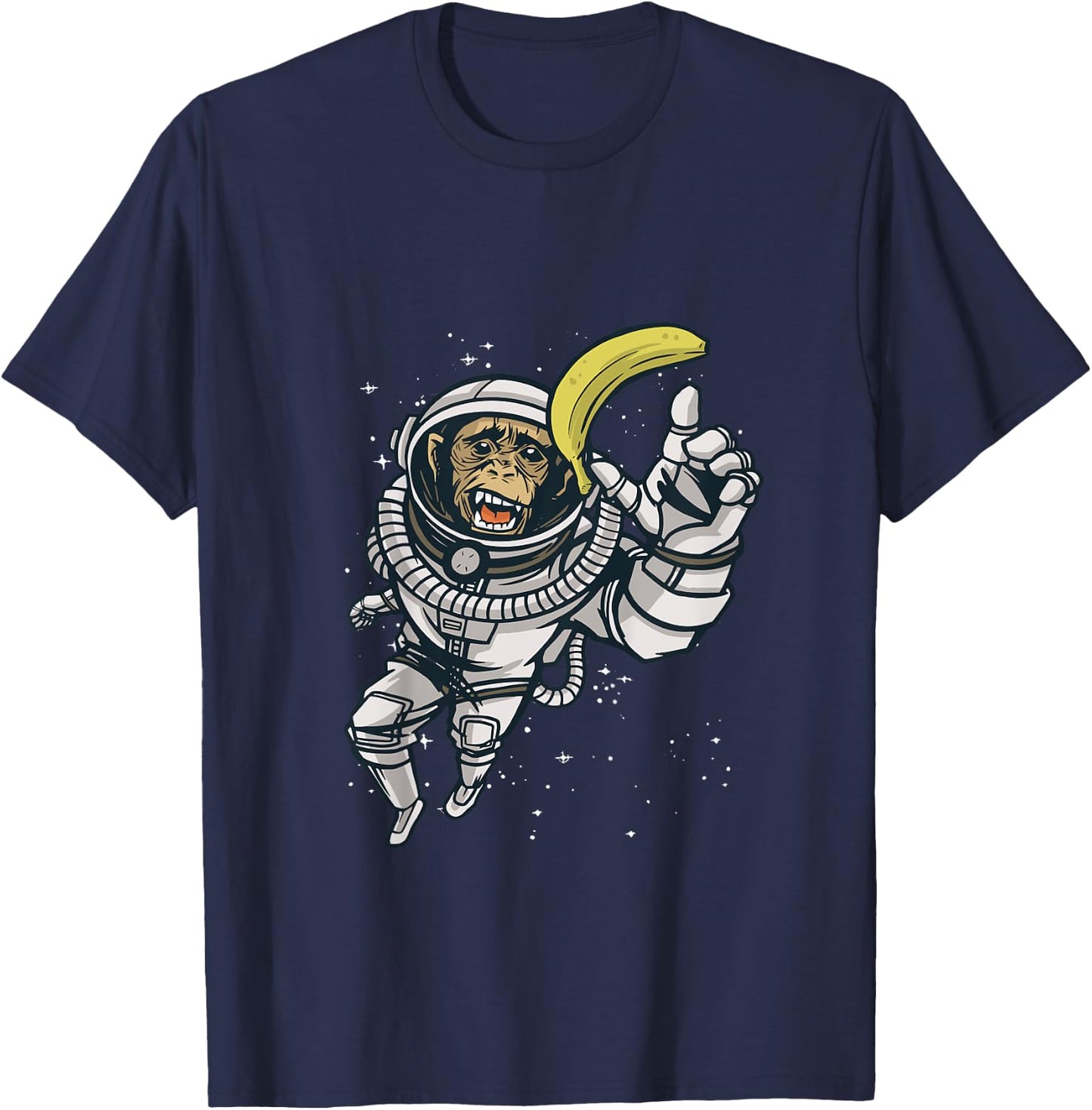 Kids Chimp Astronaut in Space Funny Chimpanzee Animal Graphic T-Shirt - T-Shirt | Navy