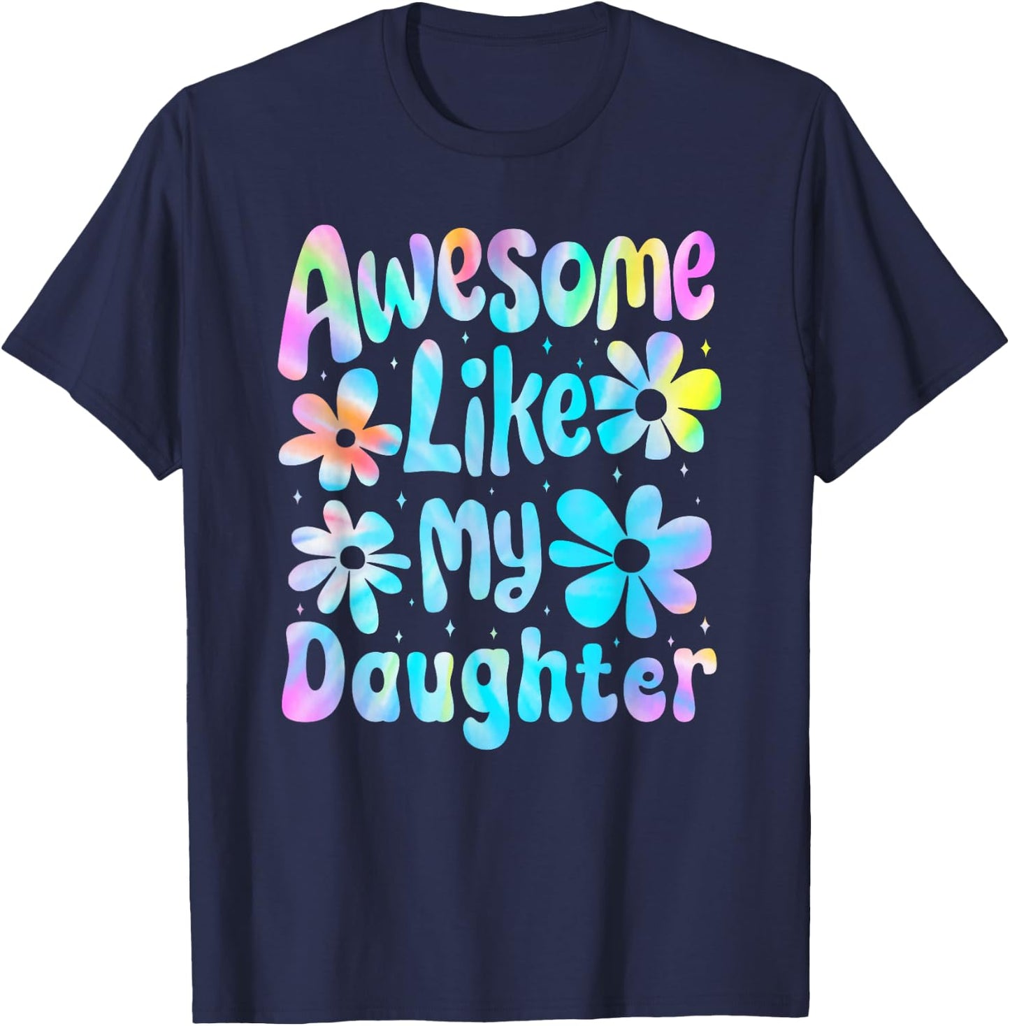 Awesome Like My Daughter Mommy Groovy Graphic Mother's Day T-Shirt - T-Shirt | Navy
