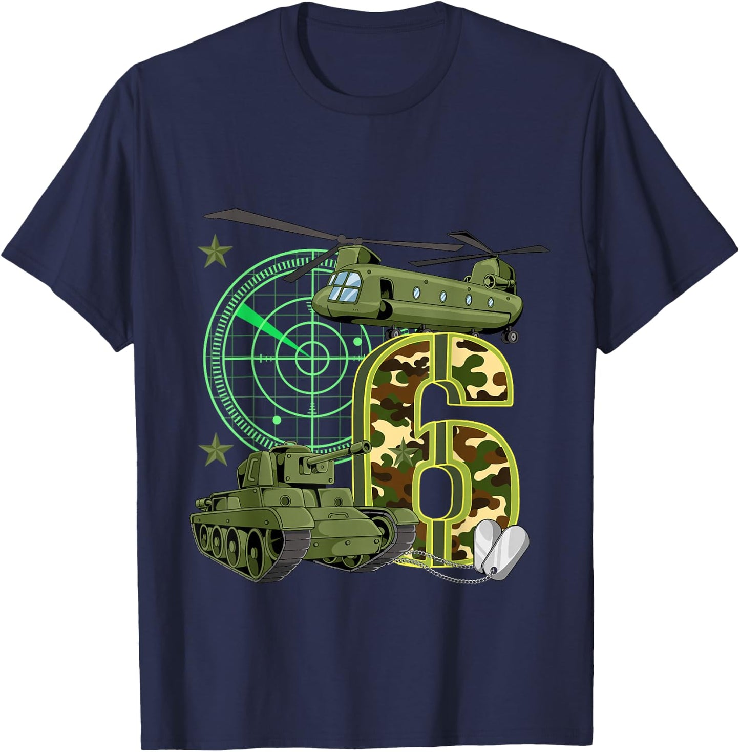 6th Birthday Army T-Shirt - T-Shirt | Navy
