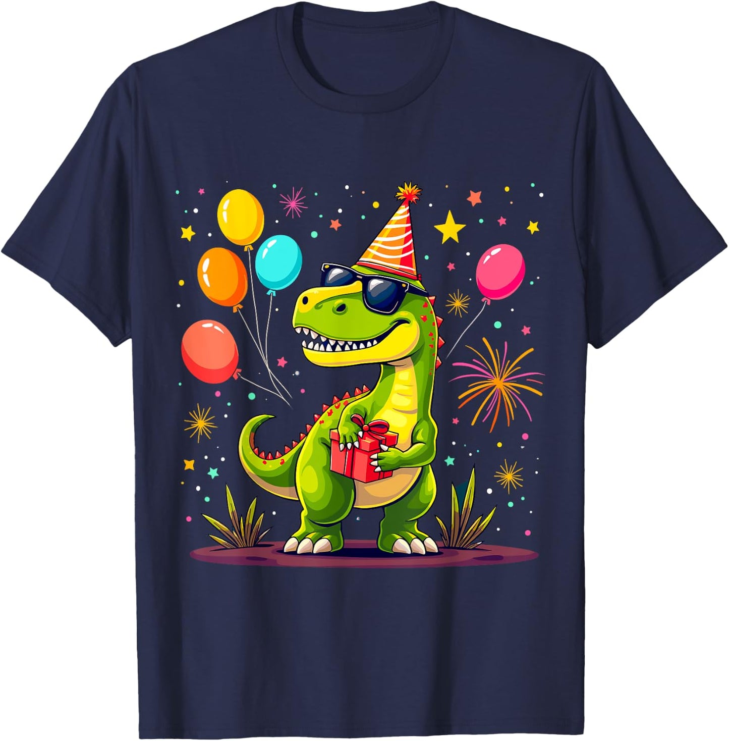 T-Rex Birthday Party Dinosaur T-Shirt - T-Shirt | Navy