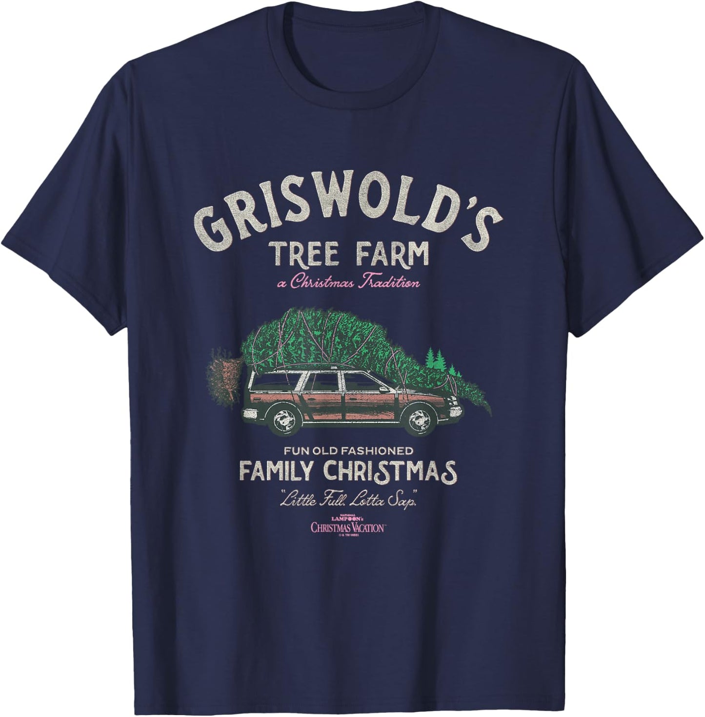 National Lampoon's Christmas Vacation - -Adults, Black, Small, Short Sleeve, , Classic Fit, Blended Fabric T-Shirt - T-Shirt | Navy