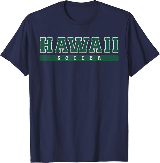 Hawaii Soccer Green Vintage Text T-Shirt - T-Shirt | Navy