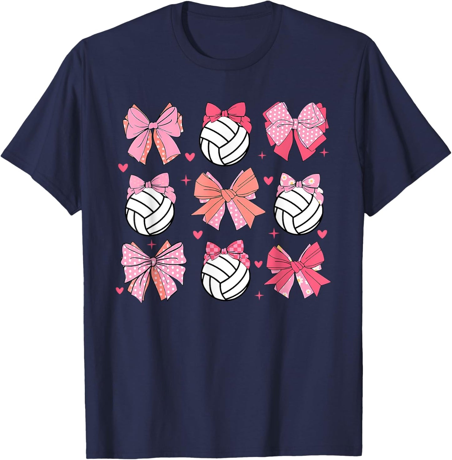 volleyball Coquette Bow volleyball Mom Mothers Day Softball T-Shirt - T-Shirt | Navy
