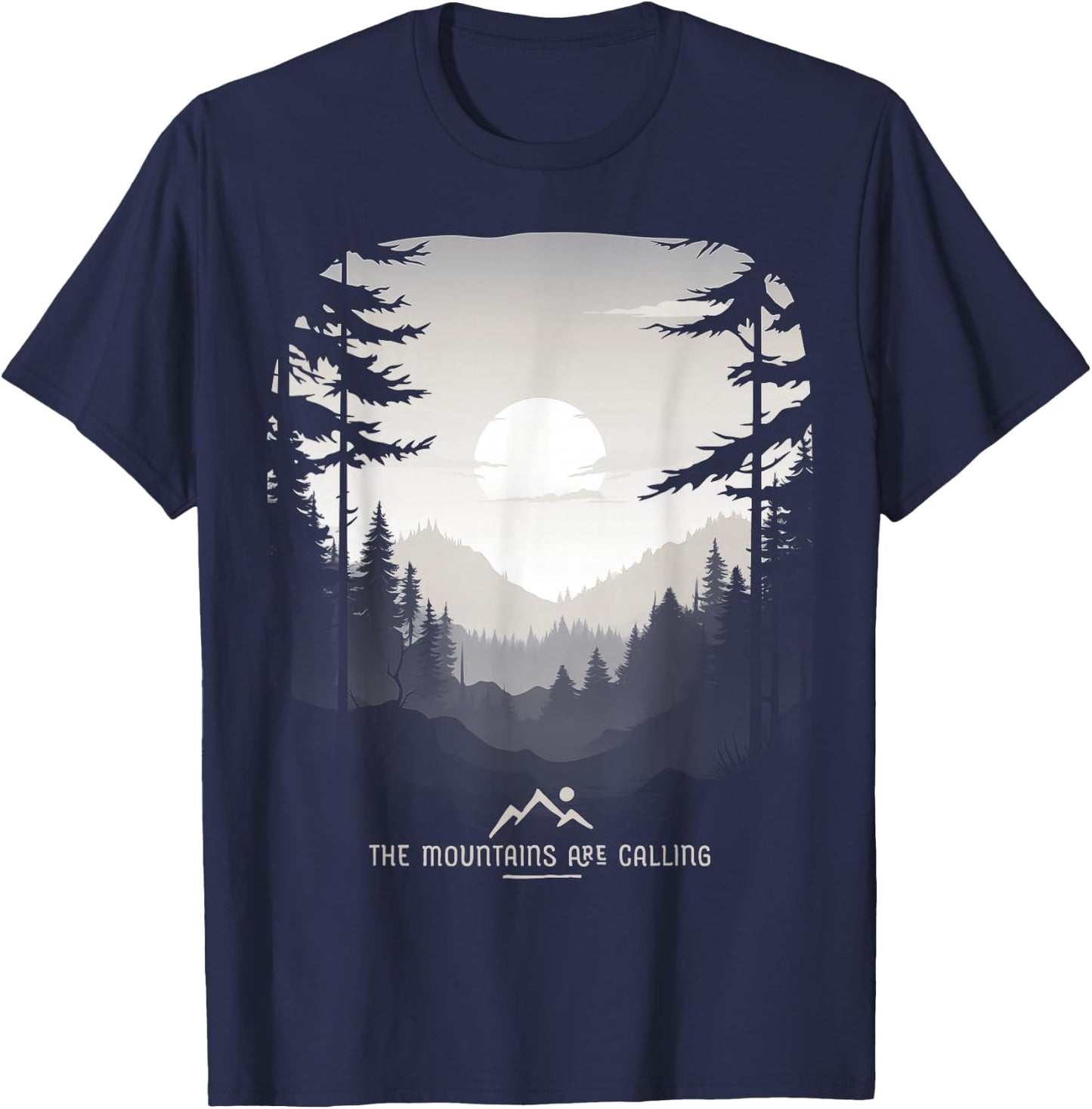 The Mountains Are Calling Original Unique Graphic T-Shirt - T-Shirt | Navy