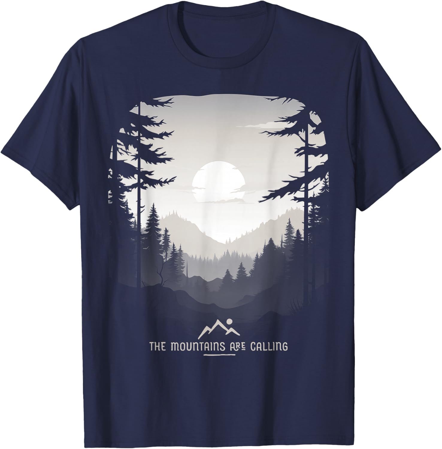 The Mountains Are Calling Original Unique Graphic T-Shirt - T-Shirt | Navy