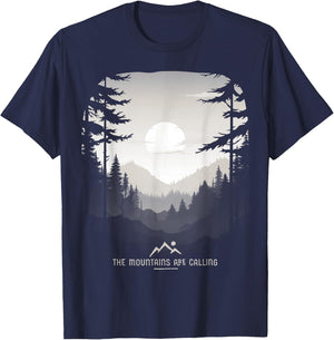 The Mountains Are Calling Original Unique Graphic T-Shirt - T-Shirt | Navy
