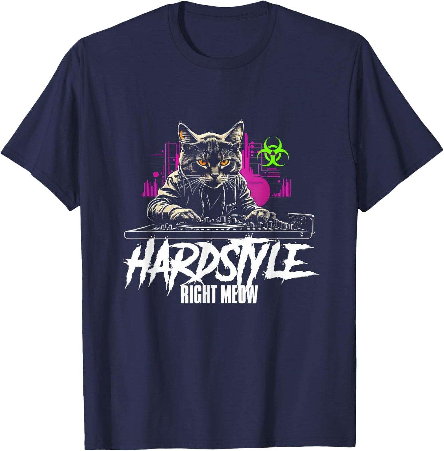 Hardstyle Outfit Cat DJs Hardstyle RIGHT MEOW T-Shirt - T-Shirt | Navy