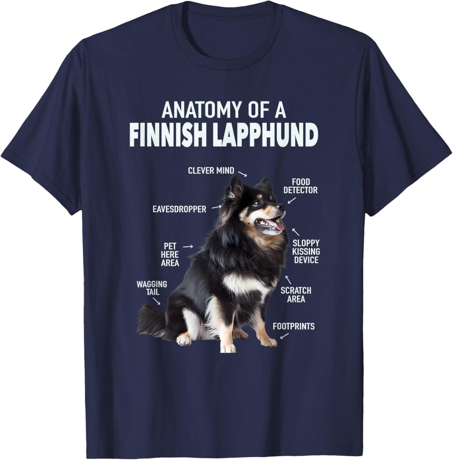Anatomy Of A Finnish Lapphund T-Shirt - T-Shirt | Navy