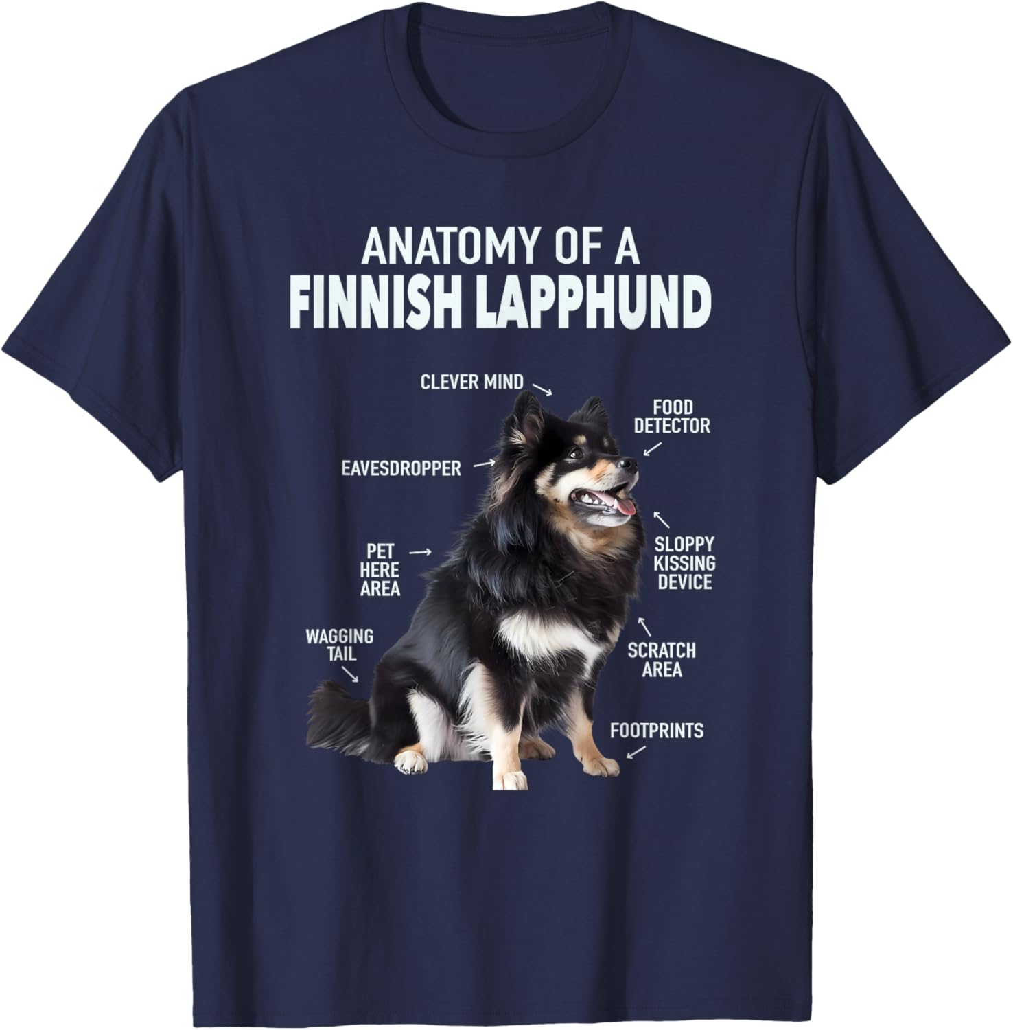 Anatomy Of A Finnish Lapphund T-Shirt - T-Shirt | Navy