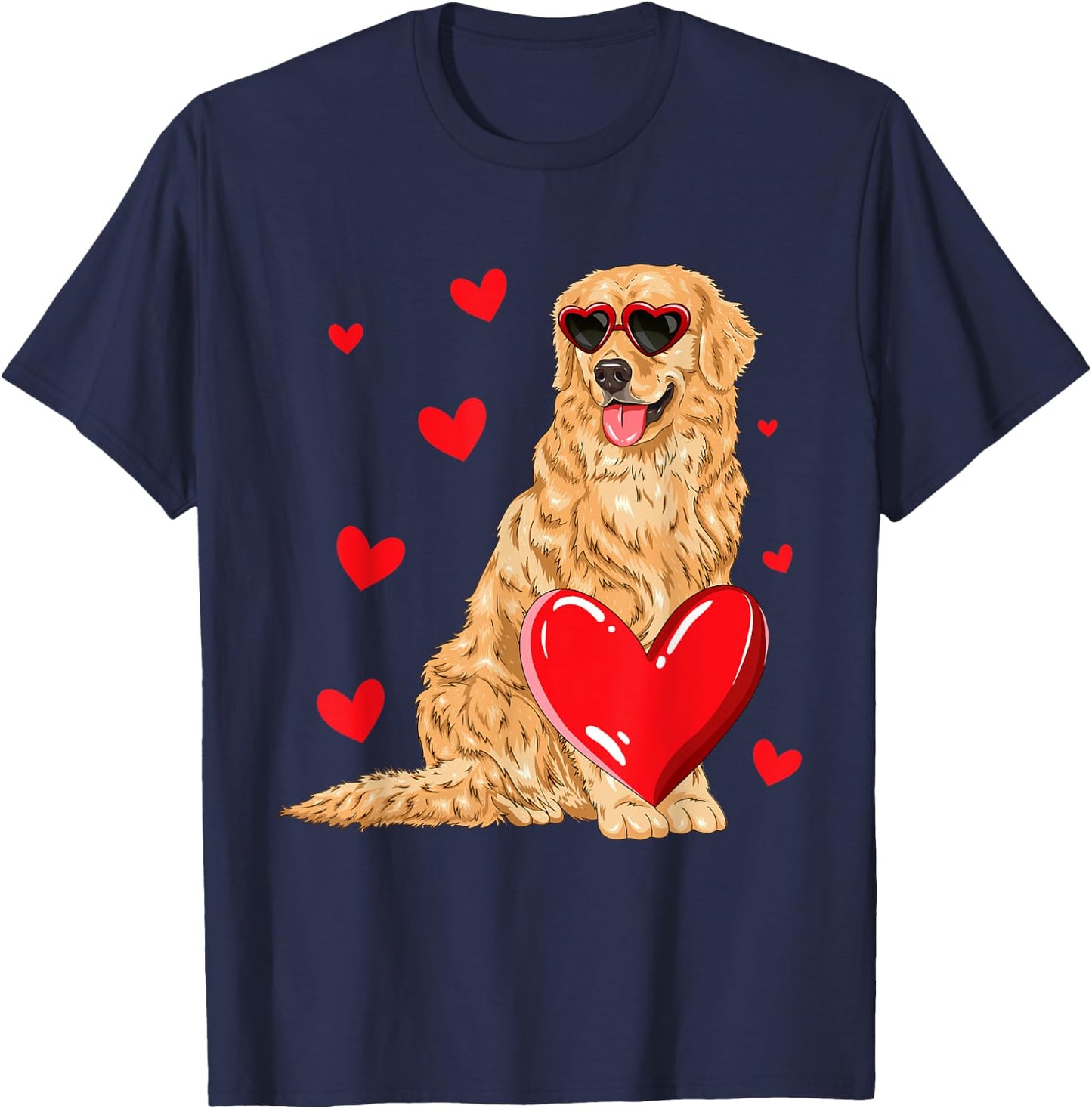 Funny Golden Retriever Heart Valentines Day Dog Lover T-Shirt - T-Shirt | Navy