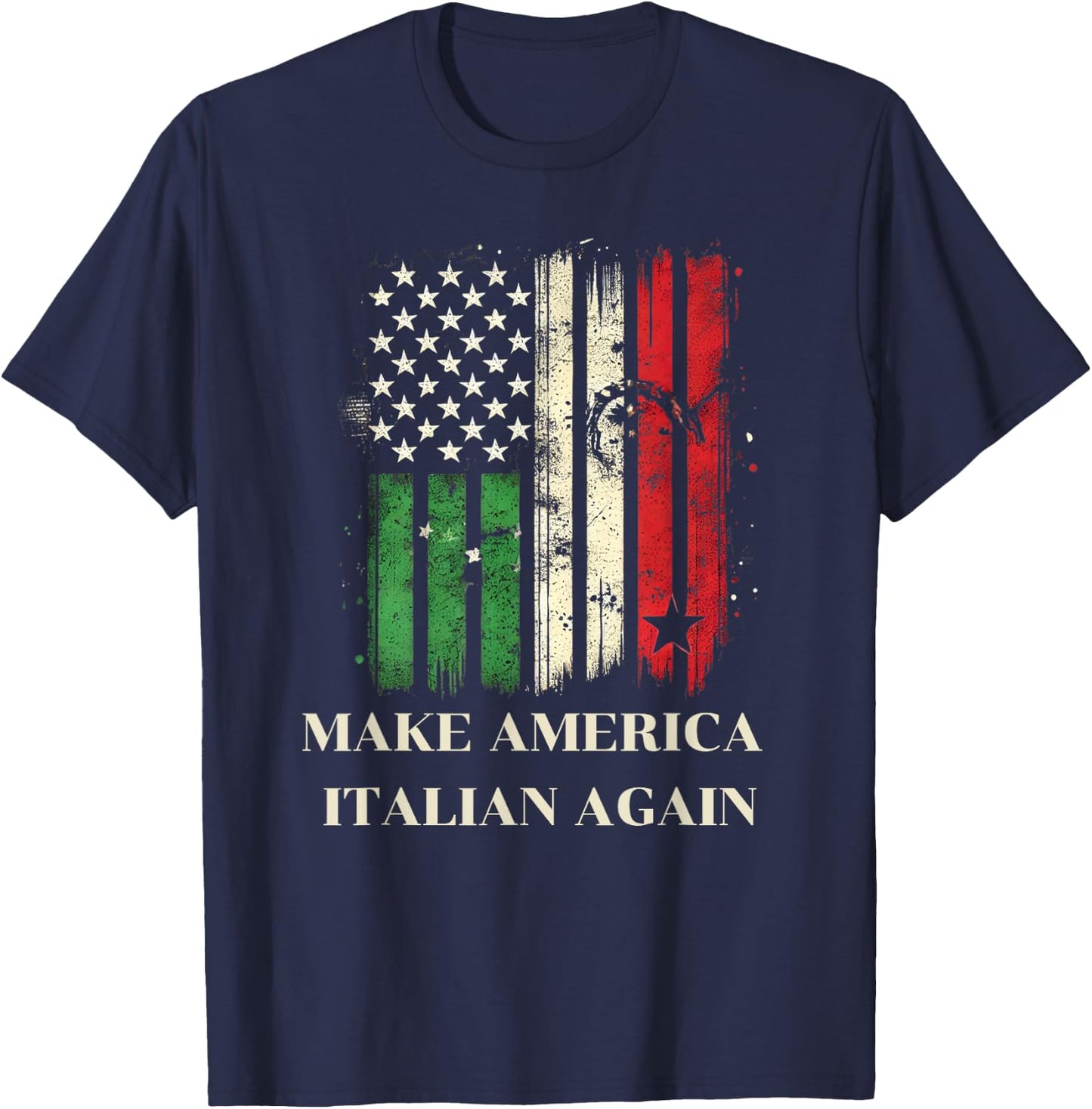 Vintage Make America Italian Again - USA Flag & Italy Flag Women Men T-Shirt - T-Shirt | Navy