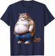 Funny Fat Cat Graphic Fat Kitten Design Chubby Cat Lover Men Women Kids T-Shirt - T-Shirt | Navy