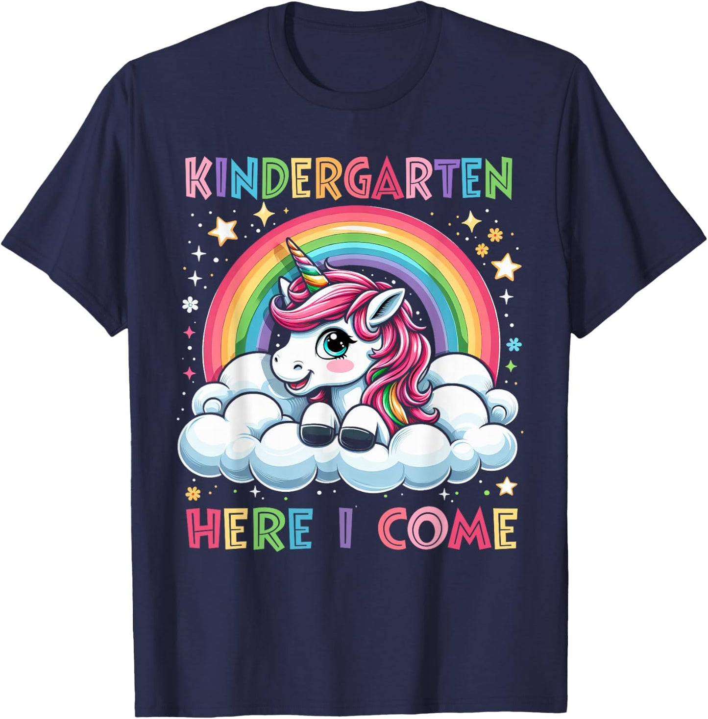 First Day Of Kindergarten Shirt Girls Unicorn Back To School T-Shirt - T-Shirt | Navy