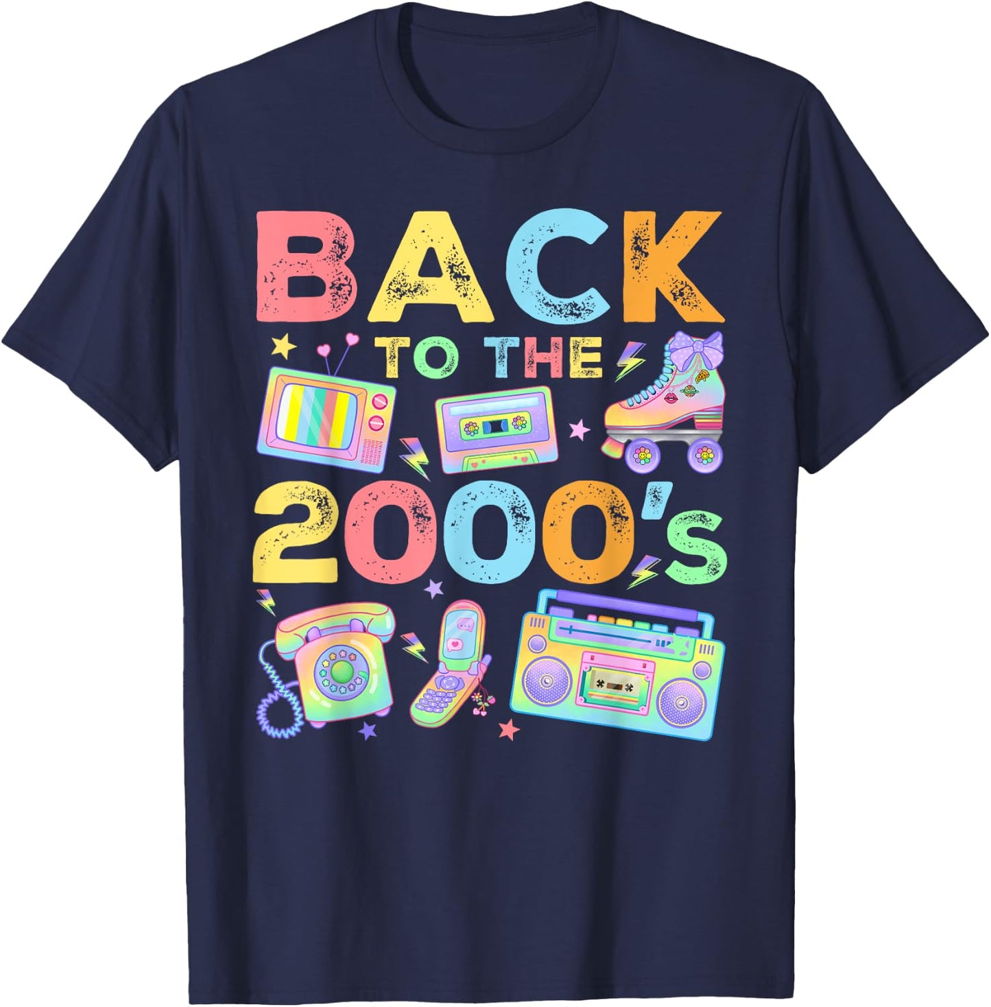 Back To 2000's 2000s Vintage Style 2000s Retro Party T-Shirt - T-Shirt | Navy