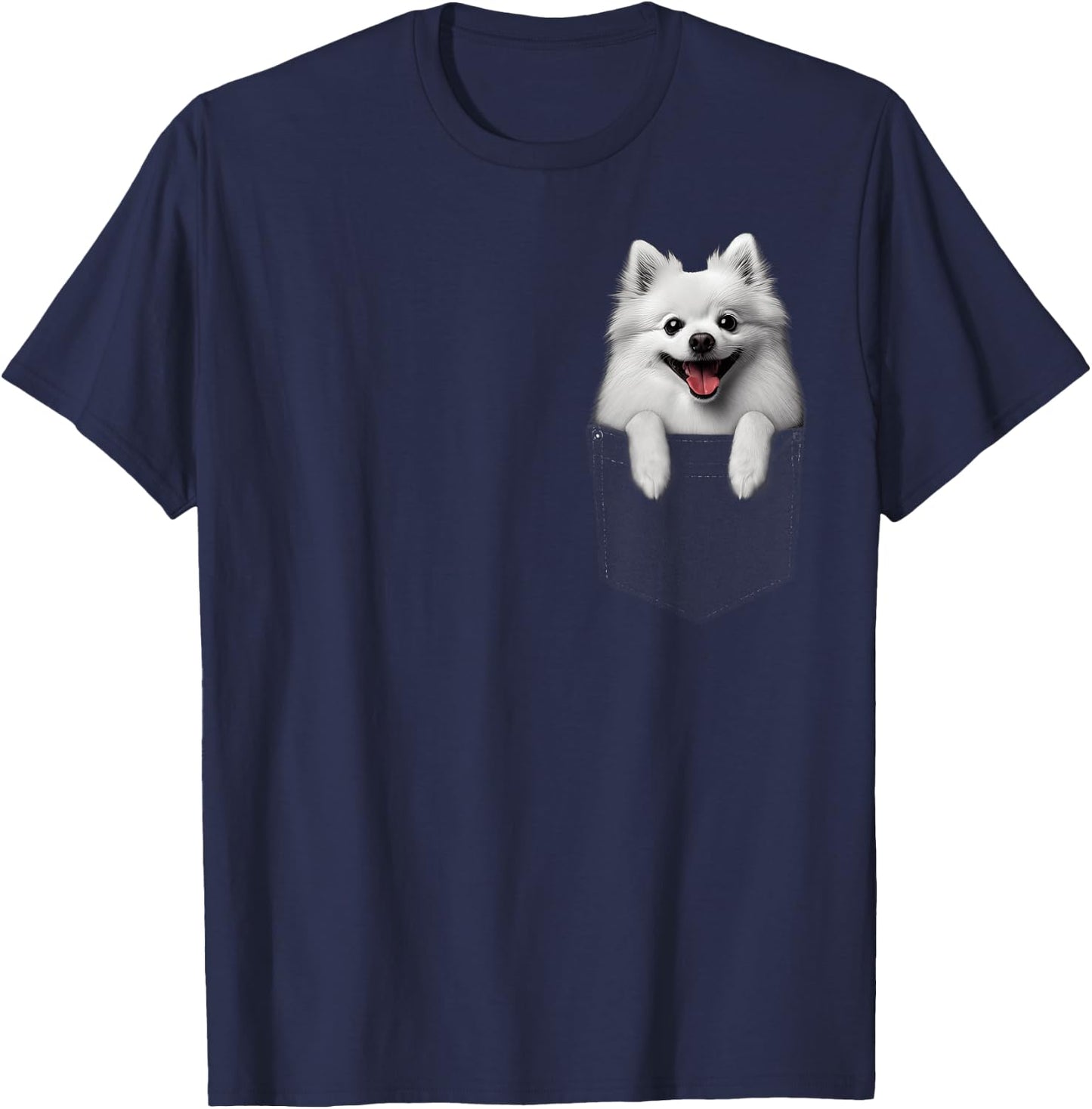 Pocket American Eskimo Dog Cute Dog Lover Owner Gift T-Shirt - T-Shirt | Navy