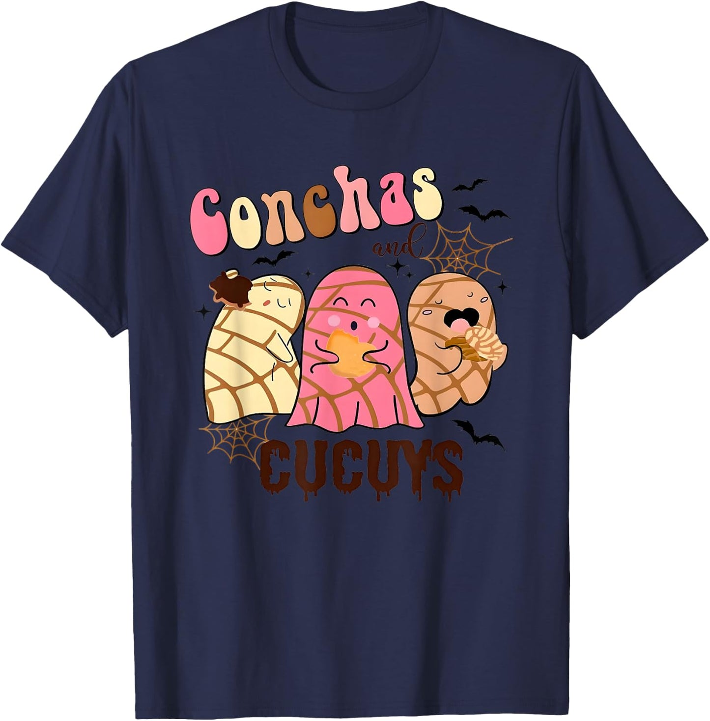 Conchas and Cucuys Mexican Ghost Spooky Conchas Halloween T-Shirt - T-Shirt | Navy