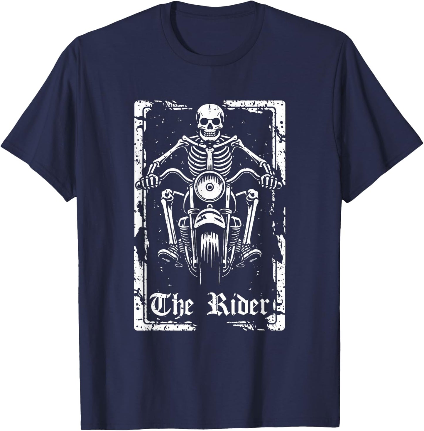 Motorcycle Motorbike - Motorbiker Biker Skeleton Tarot Card T-Shirt - T-Shirt | Navy