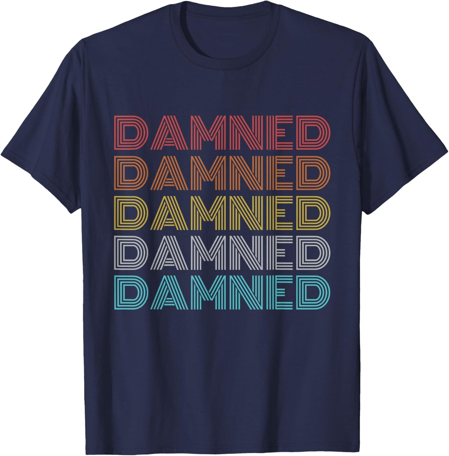 Retro Vintage Damned , Small, Black T-Shirt - T-Shirt | Navy
