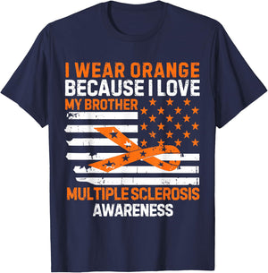 I Wear Orange For My Brother Multiple Sclerosis Awareness Ms T-Shirt - T-Shirt | Navy