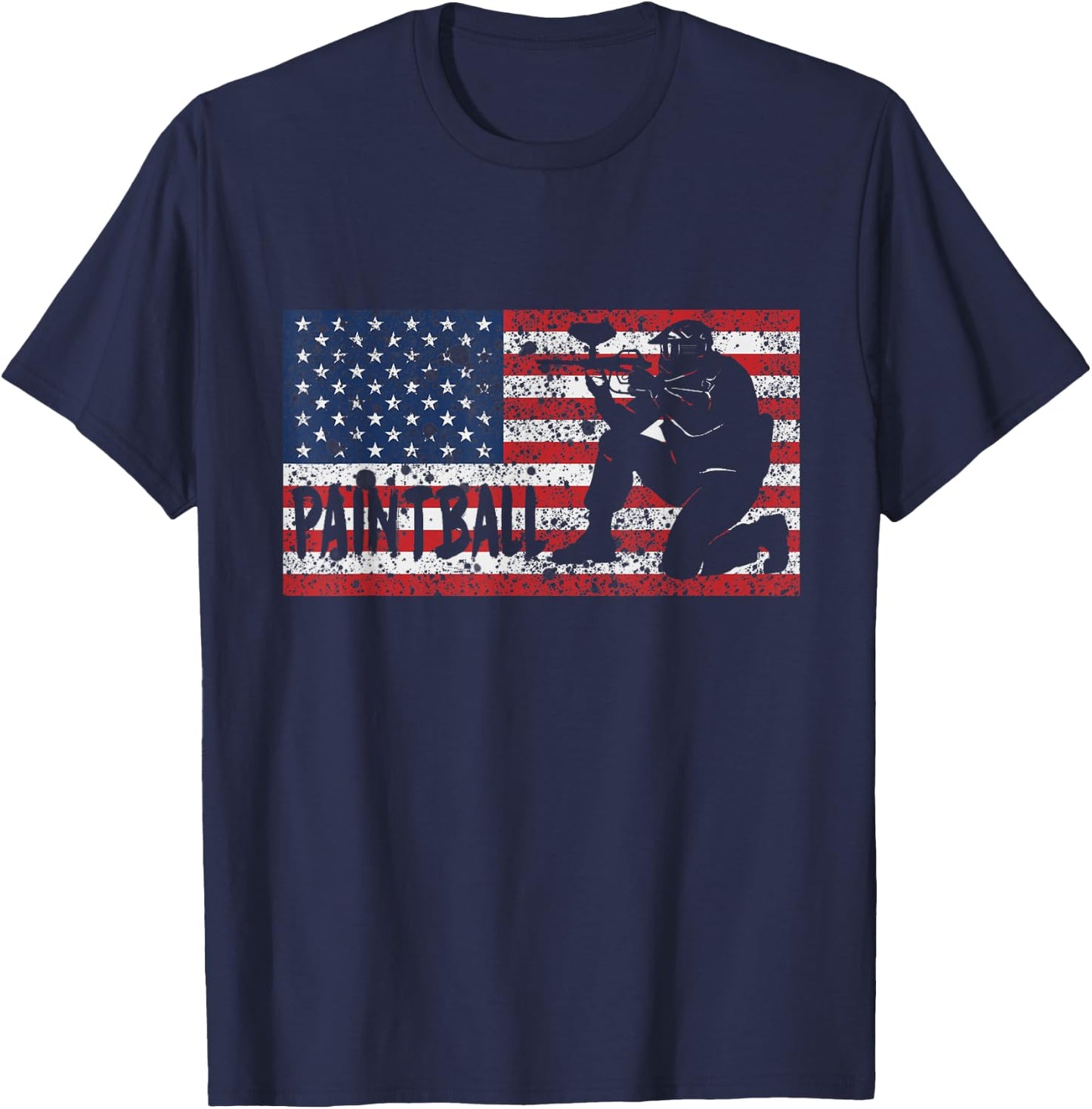 Vintage American USA Flag Paintball T-Shirt - T-Shirt | Navy