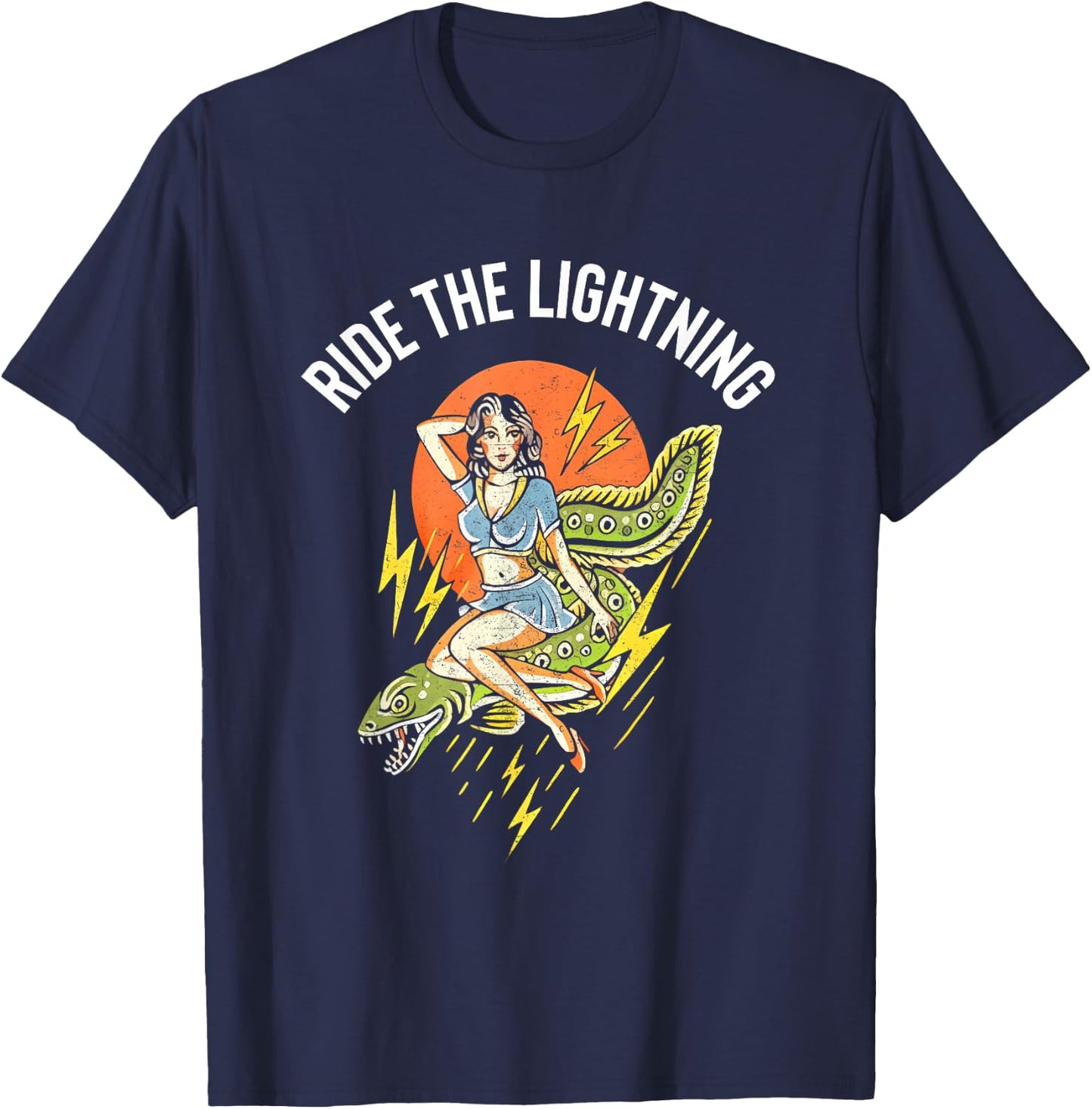 RIDE THE LIGHTNING , Small, Black T-Shirt - T-Shirt | Navy