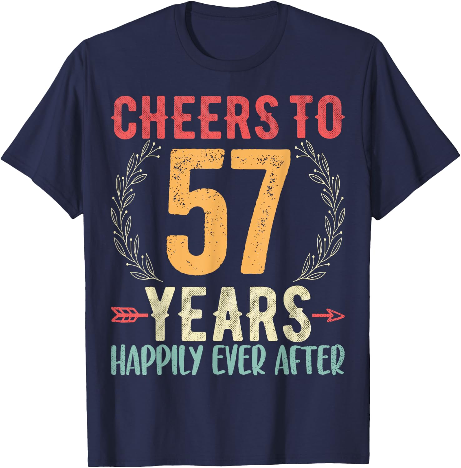 Cheers To 57 Years - 57th Wedding Anniversary Husband Wife T-Shirt - T-Shirt | Navy