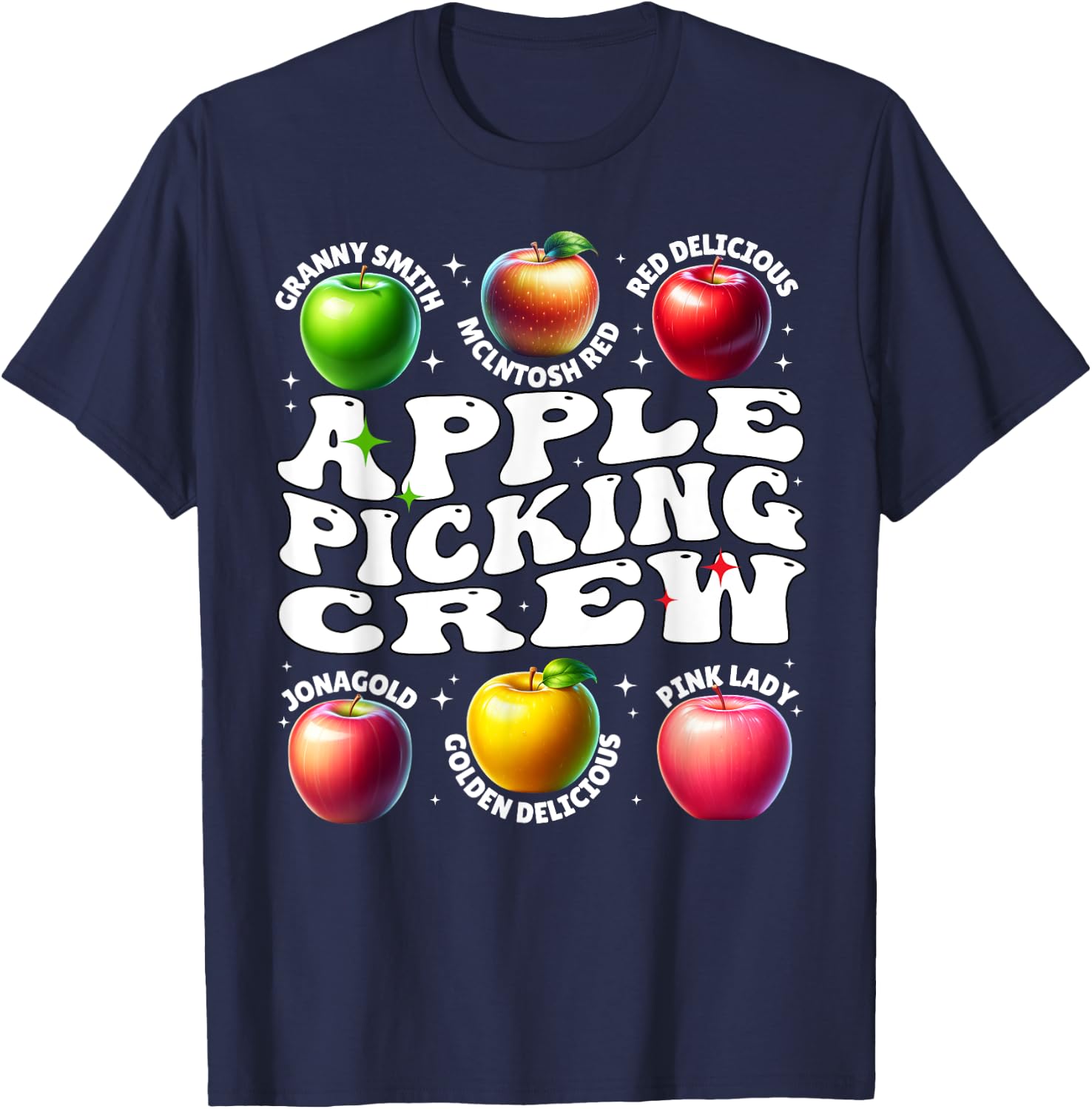Apple Picking Crew Harvest Season Fall Vibes and Orchard Fun T-Shirt - T-Shirt | Navy
