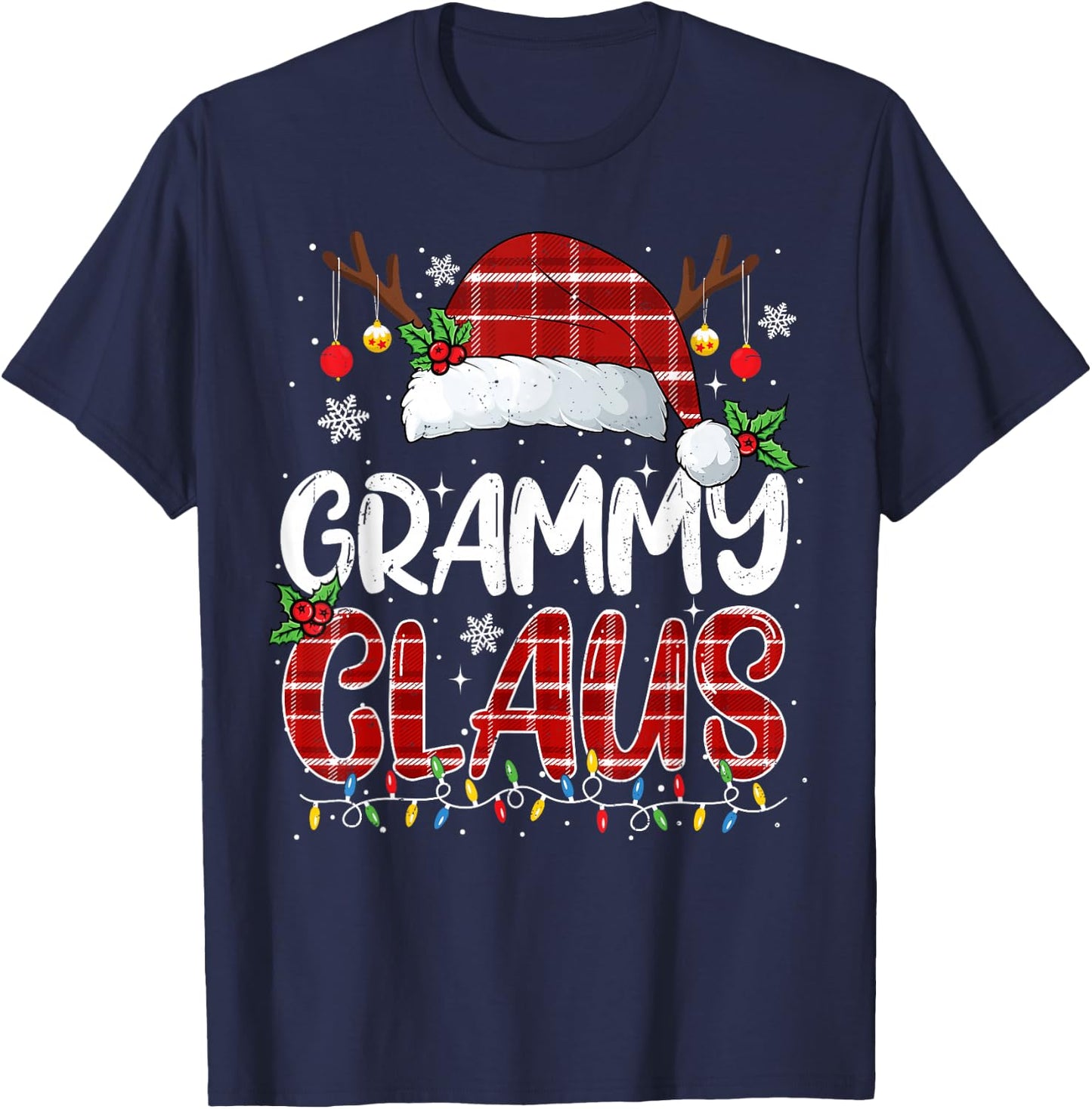 Grammy Claus Christmas Lights Pajama Family Matching T-Shirt - T-Shirt | Navy